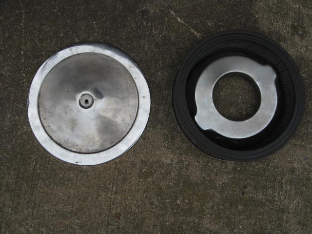 small block ford air cleaner and housing. chrome.