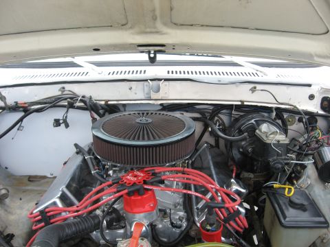 1979 Ford Bronco - The engine compartment shows a V8 engine with aftermarket performance parts installed.