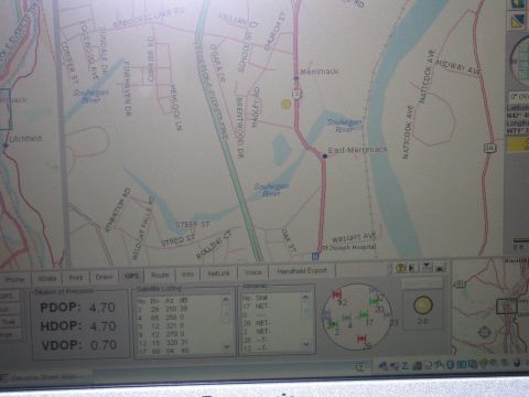 2001 Ford Crown Victoria - Photo of a computer screen showing GPS mapping software, not a vehicle technical document.