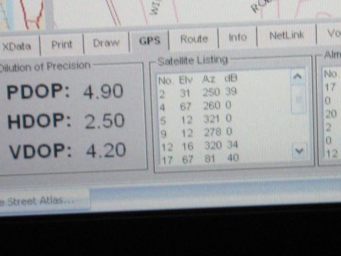 2001 Ford Crown Victoria - Photo of a GPS dilution-of-precision software panel on screen, not a vehicle technical document.