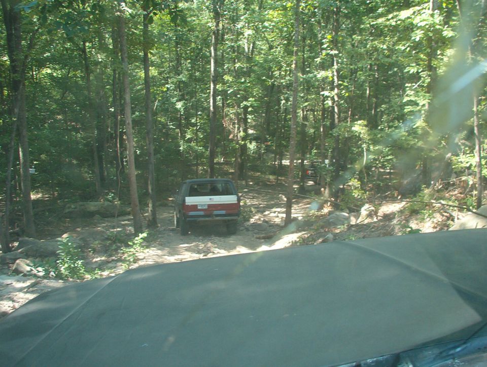 This hill toward the North bridge in Lazy Days is probably its worst section, but not bad going downhill.  It was noticeably more difficult for me going up later in the day, but not for Rescue or the Jeep.