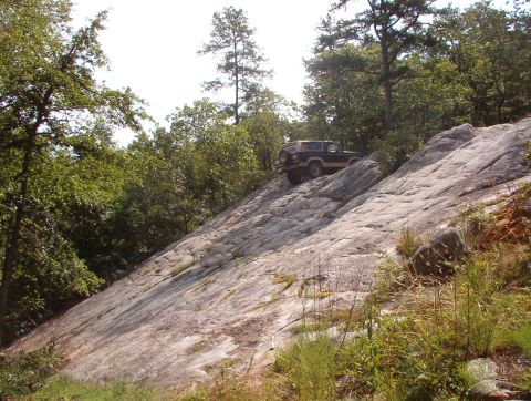 1983 Ford Bronco - The camera looks to be level here, but the rock seemed steeper than this pic makes it appear.