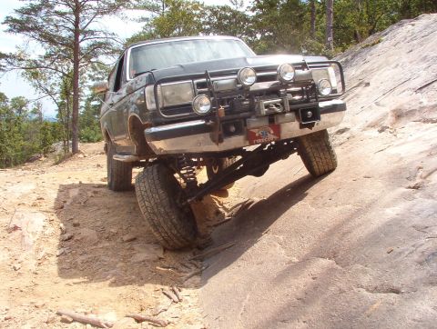 1983 Ford Bronco - Rescue then tested his articulation, which showed he DESPERATELY needs an extended rear brake hose. A few more pounds in the truck & it mig…