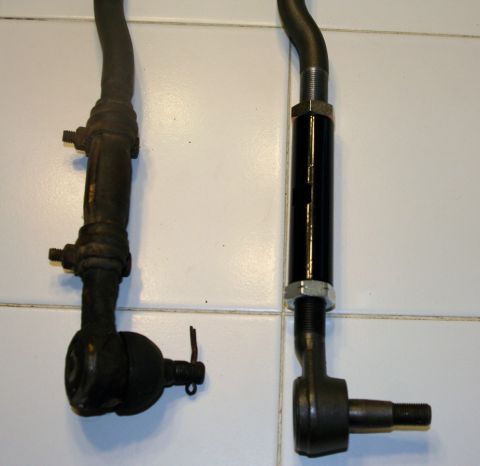 1976 Ford Ranchero - Comparison of a worn tie rod end with a new replacement part.