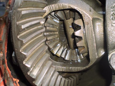 1978 Ford Bronco - This is a close-up view of the internal gears of a differential, showing the meshing of the ring gear and pinion gears.