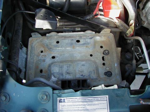 1995 Ford Bronco - Stock battery location.