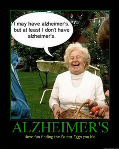 2006 Ford E350 - A humorous meme about Alzheimer's features a laughing woman holding a basket, with text about memory loss.