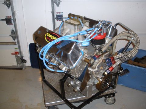 1995 Ford Bronco - Custom V8 engine assembly with performance parts, ready for installation.