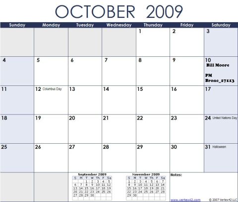 1978 Ford Bronco - A calendar page for October 2009 shows various dates and events, including a note on the 10th.
