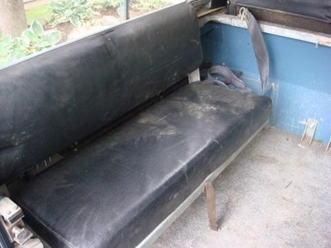 1972 Land Rover Land Rover - Rear bench seat interior of a 1972 Land Rover Land Rover.
