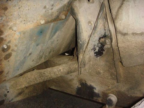 1972 Land Rover Land Rover - Close-up of the chassis and suspension components of a 1972 Land Rover Land Rover.