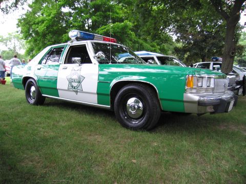 1991 Ford Crown Victoria - This 1991 Ford Crown Victoria is marked as a Sheriff's patrol car and is parked on grass.