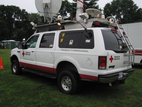 1991 Ford Crown Victoria - This vehicle is equipped for emergency communications and is marked with American Red Cross branding.