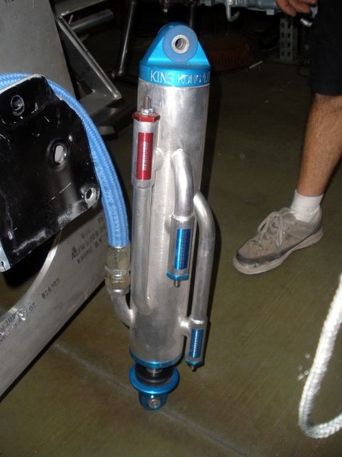 1995 Ford Bronco - Close-up of a King Off-Road Racing shock absorber, likely for an off-road vehicle.