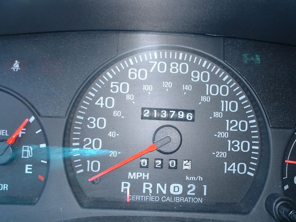 Dashboard gauges with odometer reading 213796 and trip odometer 0202