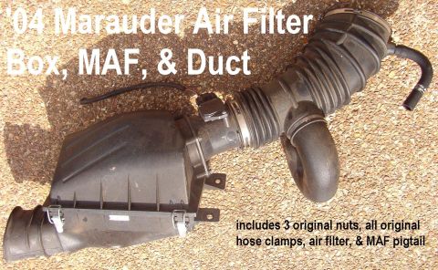 1994 Ford Crown Victoria - SOLD '04 Marauder Air Filter Box, MAF, & Duct Includes all original mounting nuts & hose clamps, filter, and MAF pigtail.