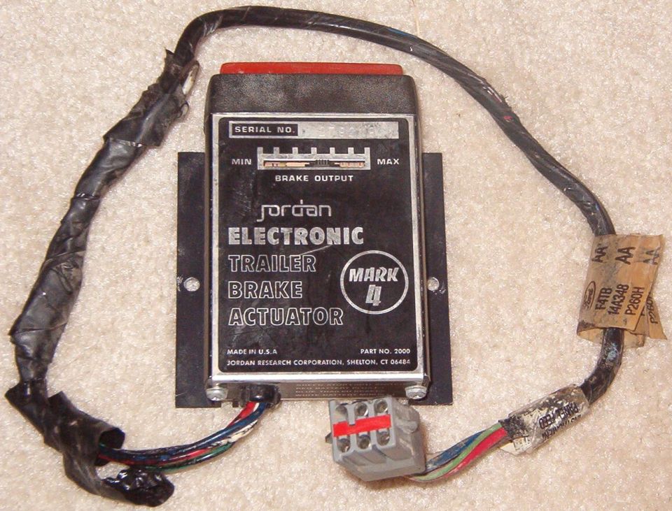 Jordan 2000 Mk.IV Brake Controller with '92-up Ford factory connector spliced on (inside all that tape) making it PnP for trucks prewired for trailer brakes.
