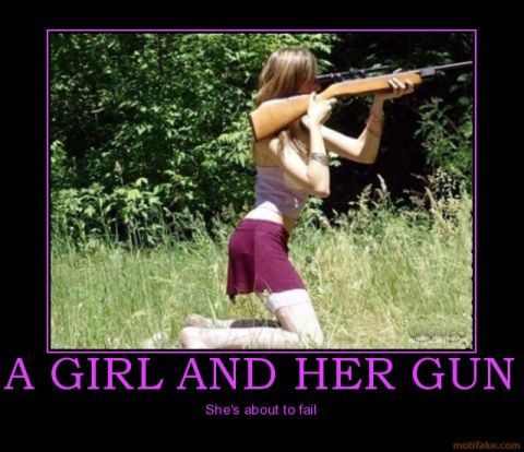 2001 Ford F-150 - A motivational poster a girl aiming a rifle, with the text 'A GIRL AND HER GUN' and 'She's about to fail'.
