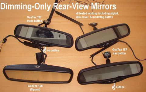 1994 Ford Crown Victoria - Dimming-Only Rear-View Mirrors GenTex 126 (shown upside-down) has an illuminated pushbutton GenTex 187 has a rocker switch