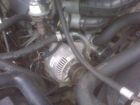 1995 Ford Bronco - Close-up view of an engine bay, focusing on the alternator and various hoses. Text from a watermark is visible at the bottom.