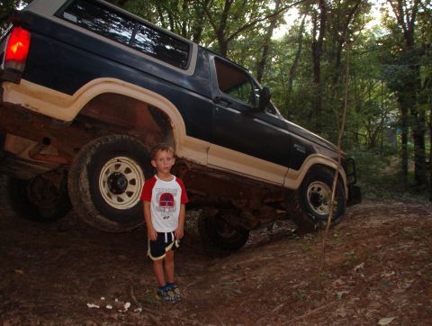 1983 Ford Bronco - After spooling my winch cable on, I couldn't resist a quick run across Greg's creek. That's his eldest, who is obviously amazed by my truck…