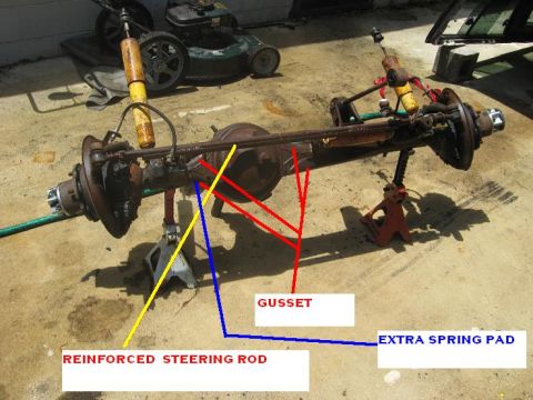 1987 Toyota 4Runner - A vehicle's front axle assembly is shown disassembled and supported by jack stands, with various components highlighted.