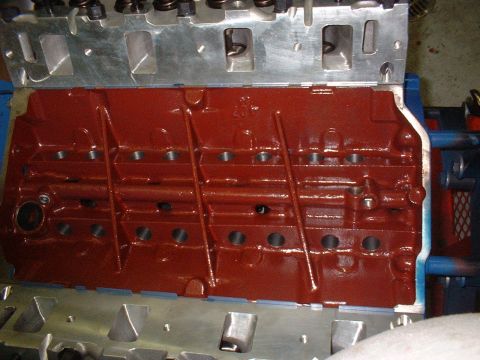 1968 Ford Galaxie - Engine block and cylinder head assembly, likely undergoing repair or restoration.