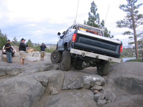 1989 Ford Bronco - This 1989 Ford Bronco navigates a rocky trail with its dual rear wheels.