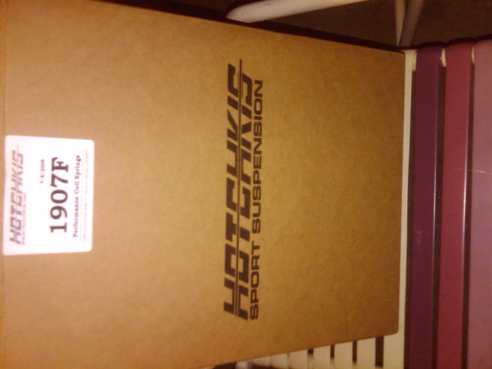 Cardboard box with Hotchkis Sport Suspension logo and part number 1907F