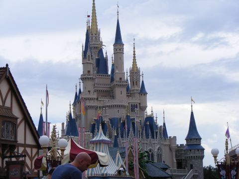 2008 Jeep Cherokee - A view of Cinderella Castle at Walt Disney World, with a man in the foreground.