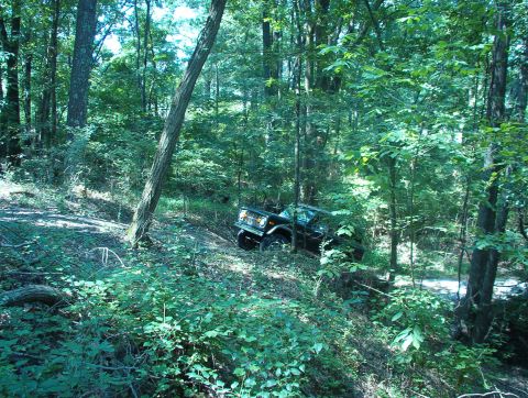1975 Ford Bronco - After years of haranguing, I finally talked him into a LITTLE wheeling at Greg's Creek.