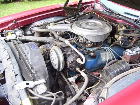 1979 Ford Thunderbird - Close-up view of a car's engine bay, showing various mechanical parts and wiring.