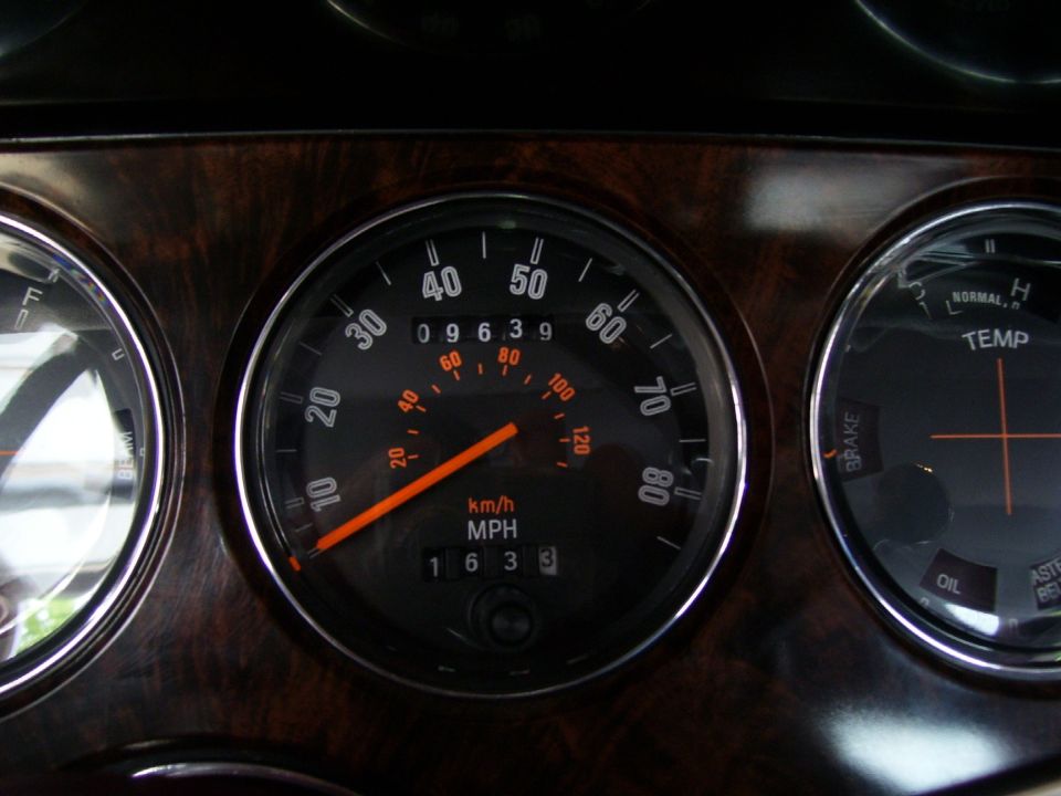1979 Ford Thunderbird dashboard with speedometer, odometer, and temperature gauge