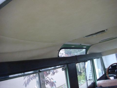 1967 Land Rover Land Rover - Interior view of a 1967 Land Rover Land Rover, focusing on the headliner and side windows.