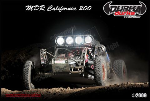 1989 Ford Bronco - Off-road buggy competes in the MDR California 200 race at night.