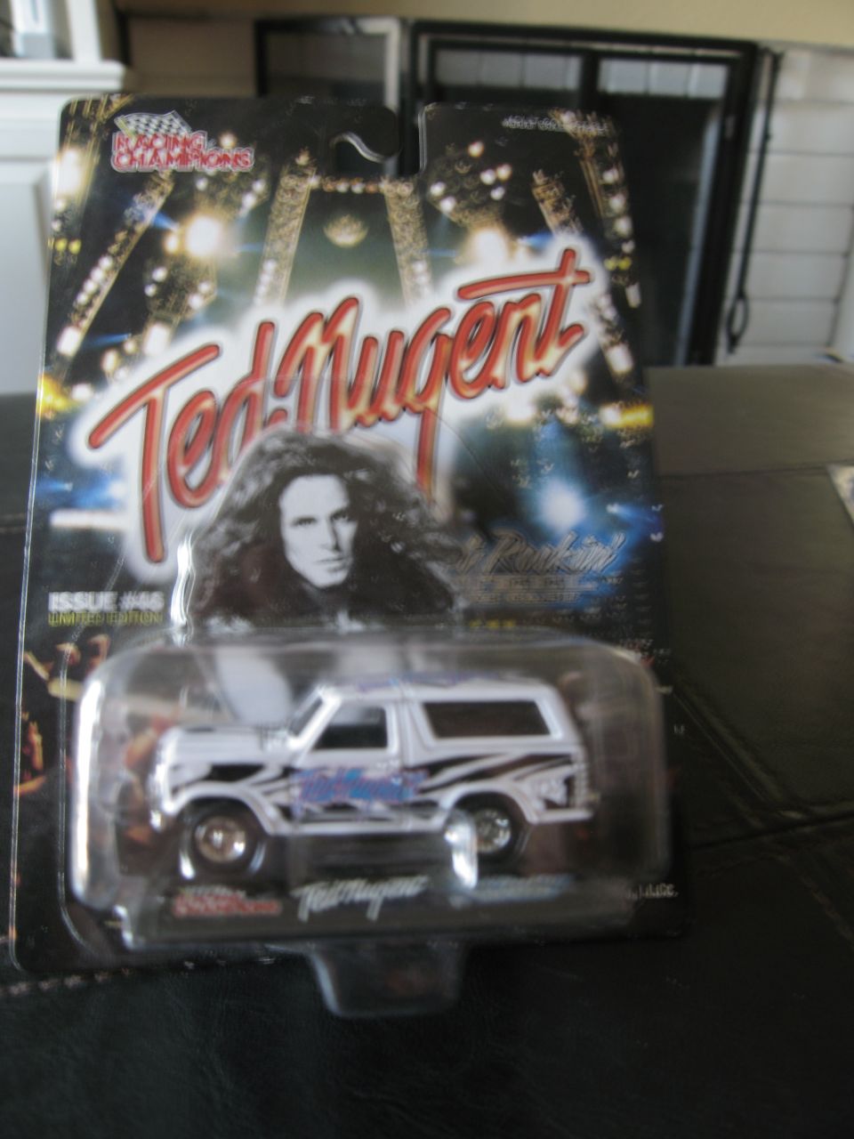 Diecast toy Bronco in packaging with Ted Nugent graphics