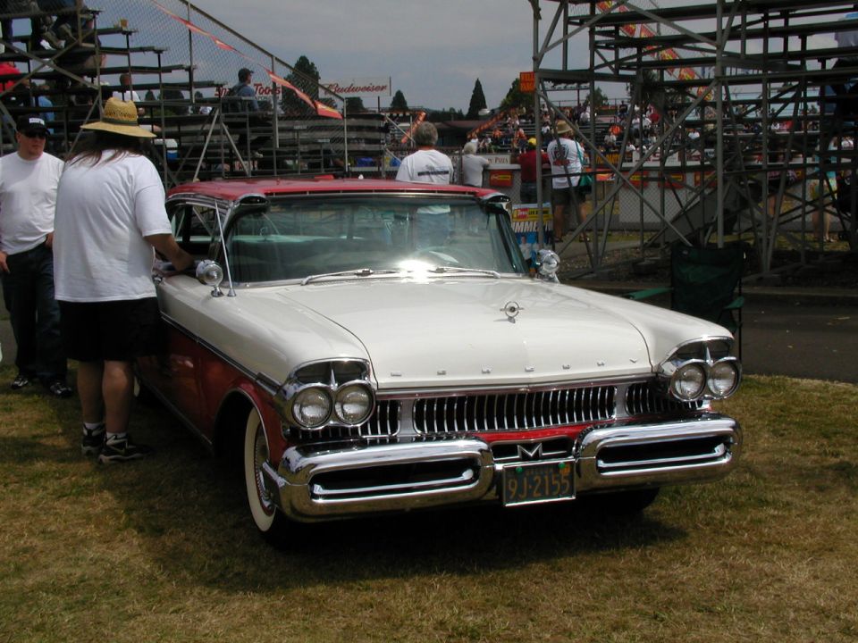 1957 Mercury Montclair two-tone front view with chrome grille and dual headlights