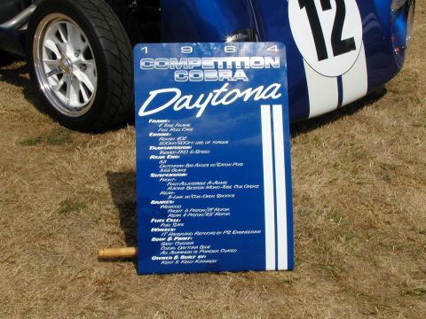 1967 Ford Ranchero - A sign details the specifications for a 1964 Competition Cobra Daytona.