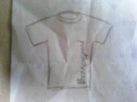 1984 Ford Bronco - A hand-drawn t-shirt design is depicted, the word "Bronco" on its surface.