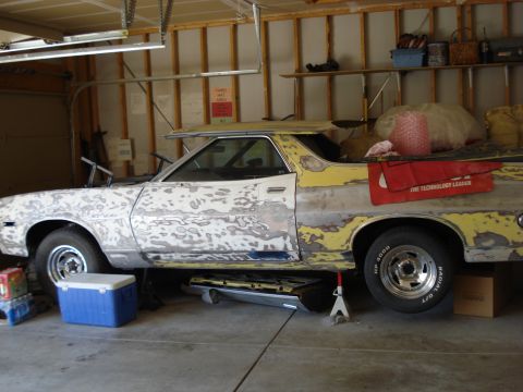 1973 Ford Ranchero - time for sanding and body work.