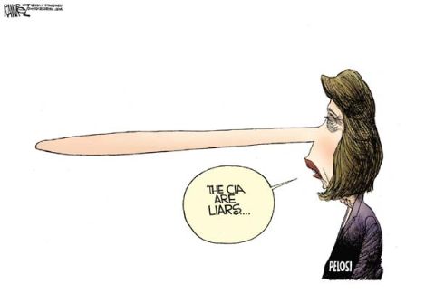 2008 Ford Bronco - A political cartoon depicts a woman with an exaggeratedly long nose, symbolizing a lie, while speaking.