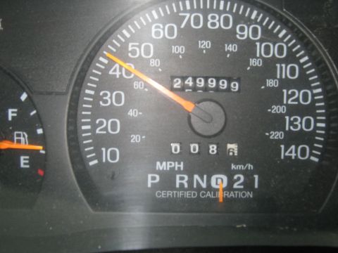 1997 Ford Crown Victoria - The odometer reads 249,999 miles, with the speedometer needle pointing to 40 mph.