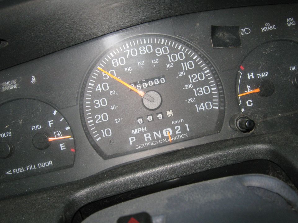 Certified calibration 140 mph speedometer cluster with needle near 50 mph