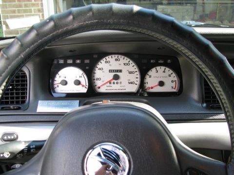 2003 Mercury Marauder - The interior view shows the speedometer, tachometer, and fuel gauge of a 2003 Mercury Marauder.