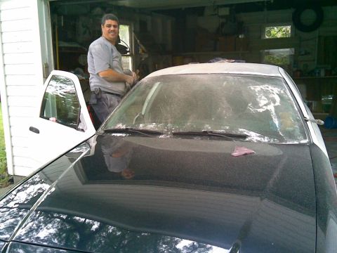 2003 Ford Crown Victoria - roof paint sanded off, it wasn't adhered to the seal coat well