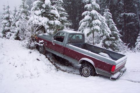 1989 Ford F-150 - Showing off to Mom I climbed up the bank while turning around. Oh, the things we do to Mom. Even though she was urging against it she loved…