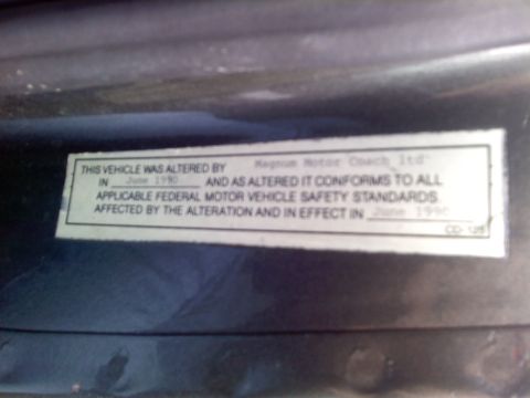 1978 Ford Bronco - This sticker indicates the vehicle was altered in June 1990 and conforms to federal motor vehicle safety standards.