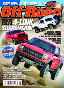 1986 Ford Bronco - This magazine cover features multiple off-road vehicles, including a red Ford Raptor F-150.