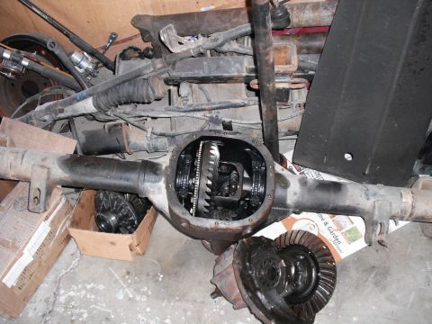 1991 Ford Bronco - A disassembled rear axle differential is shown, with gears and other components laid out.