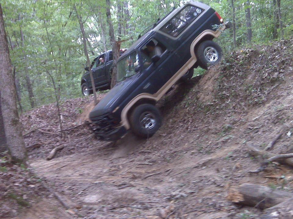 I couldn't make that turn, so I backed up the side of the ravine.